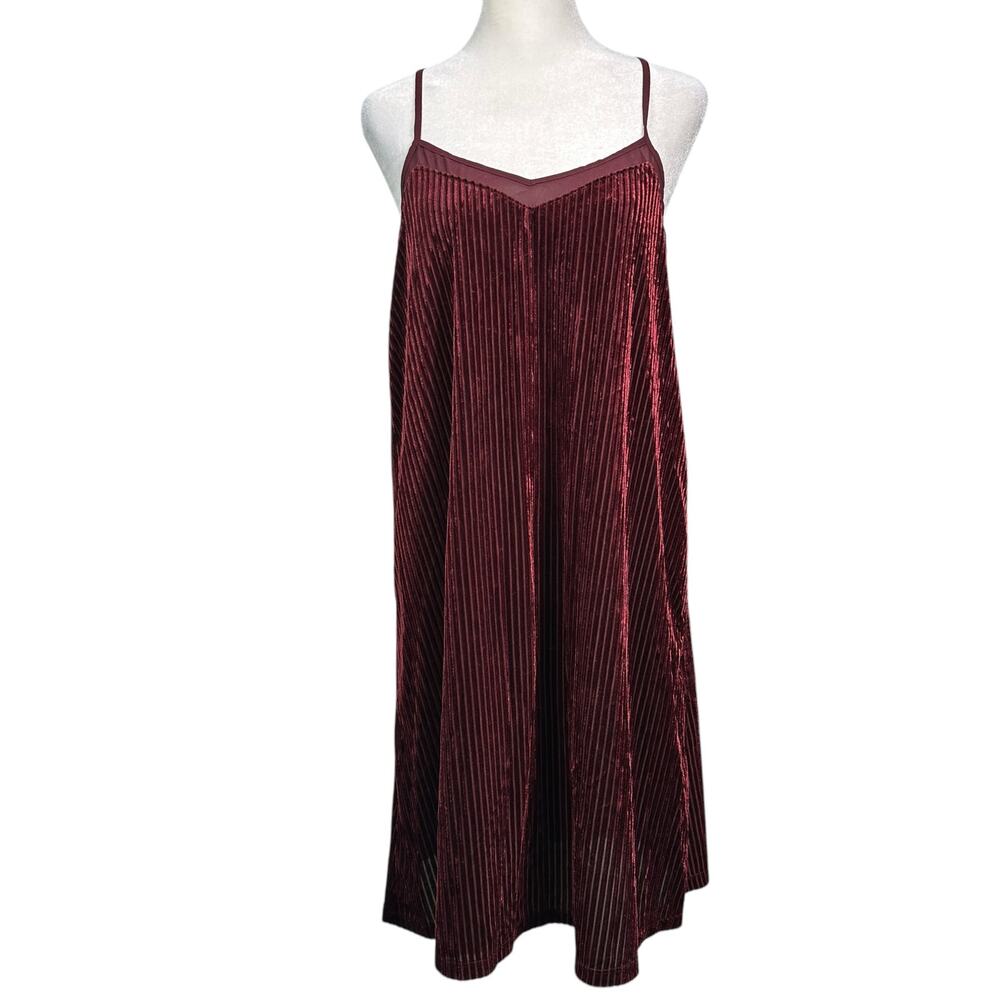 MUDD Dark Red Burgundy Velvet Semi Sheer Slip Dress Size Medium Y2K‎ Vibes